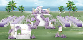 紫色户外婚礼仪式区