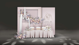 粉紫色婚礼签到区