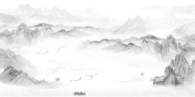 中式水墨山水画