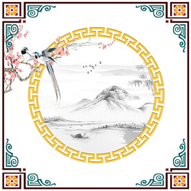 新中式桃花软膜天花吊顶