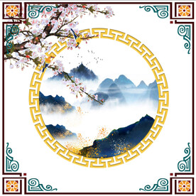 新中式水墨山水软膜天花