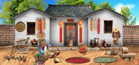 复古80后90后农村民居背景墙