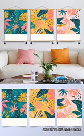 清新北欧热带植物叶子装饰画图片