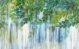 中式抽象叶子背景墙