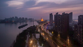 运河泗阳城市风光航拍延时