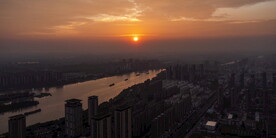 泗阳运河晚霞日落航拍延时