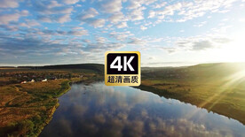 阳光草原河流美景