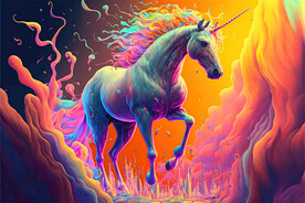 彩漆涂鸦独角兽