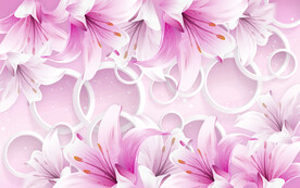 粉色花朵圆圈3D立体电视背景墙