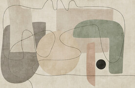 暖灰色块抽象线条地毯