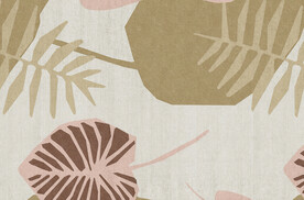 暖灰叶子抽象地毯