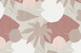 暖灰色叶子抽象地毯