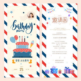 生日聚会贺卡 邀请函卡片