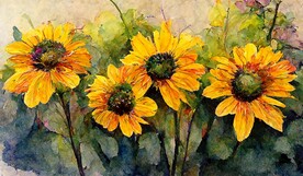 北欧风向日葵花卉挂画装饰画