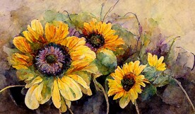 北欧风向日葵花卉挂画装饰画