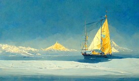 大海金色帆船装饰画