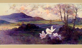 纯手绘薰衣草花海装饰画