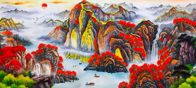 国画山水中堂办公室挂画