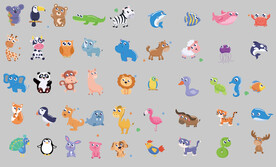 可爱野生动物矢量图