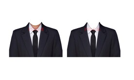 女人黑色领带西装psd