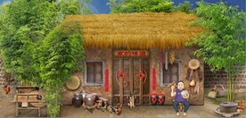 复古80后90后农村民居背景墙