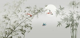 新中式水墨竹林风景背景墙壁画