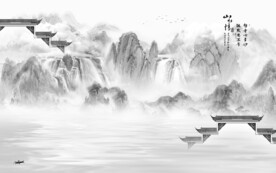 大气 意境灰色山水 Tif分层