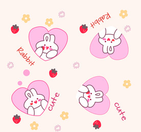 爱心草莓兔子字母 