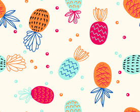 彩色菠萝蓝色红色黄色