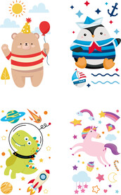 卡通熊 企鹅 恐龙 独角兽