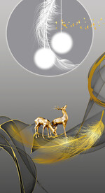 装饰画弧线 几何图形圆 麋鹿