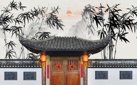 中式古建筑竹林风景壁纸