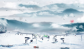 中式水墨客厅电视背景墙