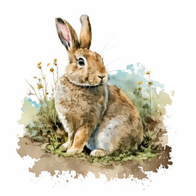 水彩兔子