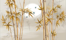 新中式金色竹林背景墙壁纸