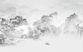 新中式水墨山水国画电视背景墙