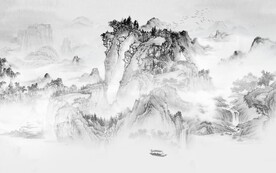 新中式水墨山水国画电视背景墙