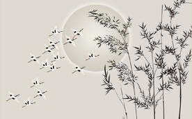 新中式水墨竹林风景背景墙壁画