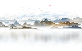 现代山水沙发背景墙