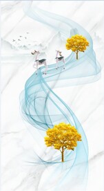 灰白根大理石玄关背景墙抽象弧线