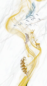 灰白根大理石玄关背景墙抽象弧线