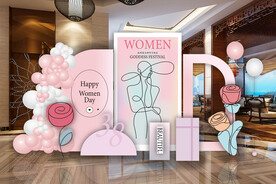 三八女神节线条抽象款女人节布置