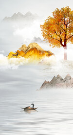 新中式山水画装饰画