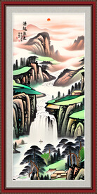 新中式玄关山水画