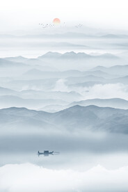 竖幅山水画