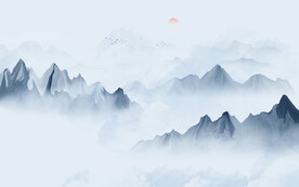 中式餐厅水墨山水画