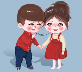 手绘卡通男孩女孩