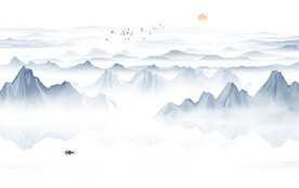 意境抽象山水画电视背景墙