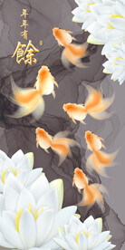 新中式九鱼图九鱼聚财玄关