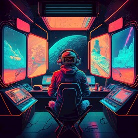 卡通宇宙飞船驾驶舱